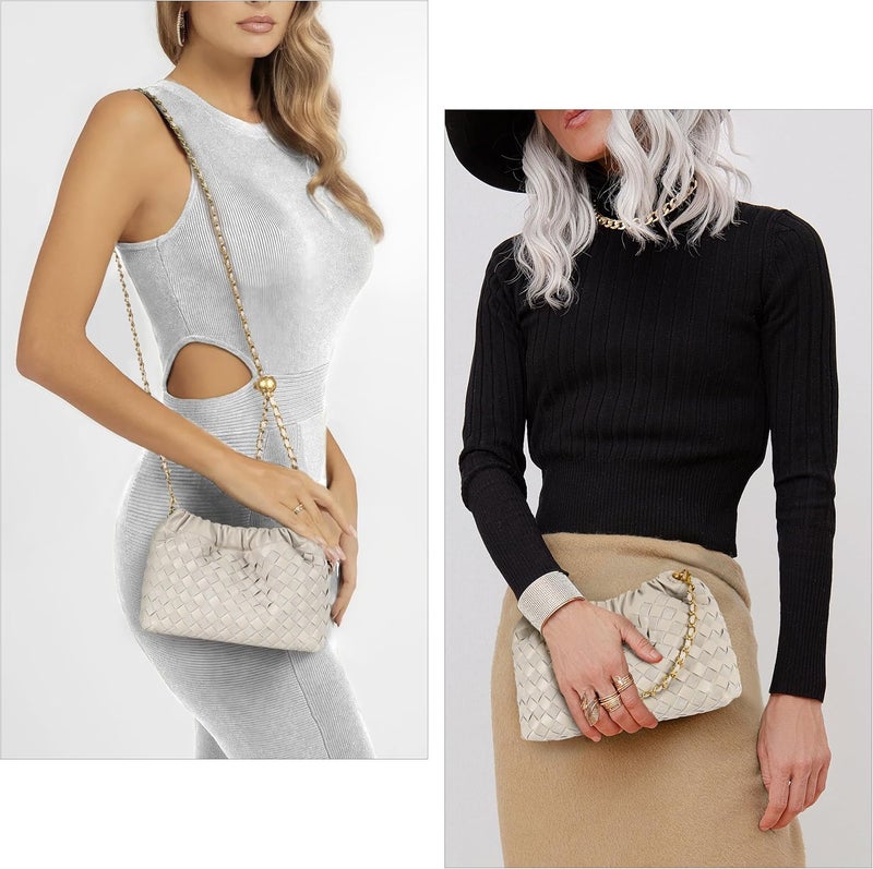 Joryin Woven Women's Crossbody Bag & Evening Purse, Trendy Dumpling Clutch & Hobo Cloud Shoulder Bag Trendy Dumpling Clutch - Image 3
